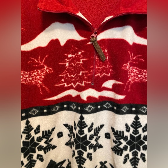 VTG Christmas holiday Quarterzip fleece pullover size large - Picture 4 of 4